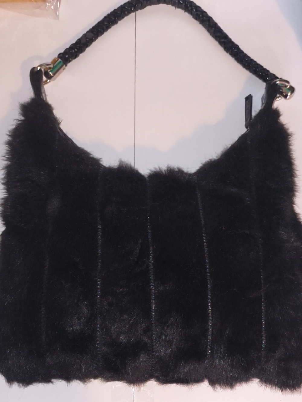 Pritzi Black Faux Fur Shoulder Bag